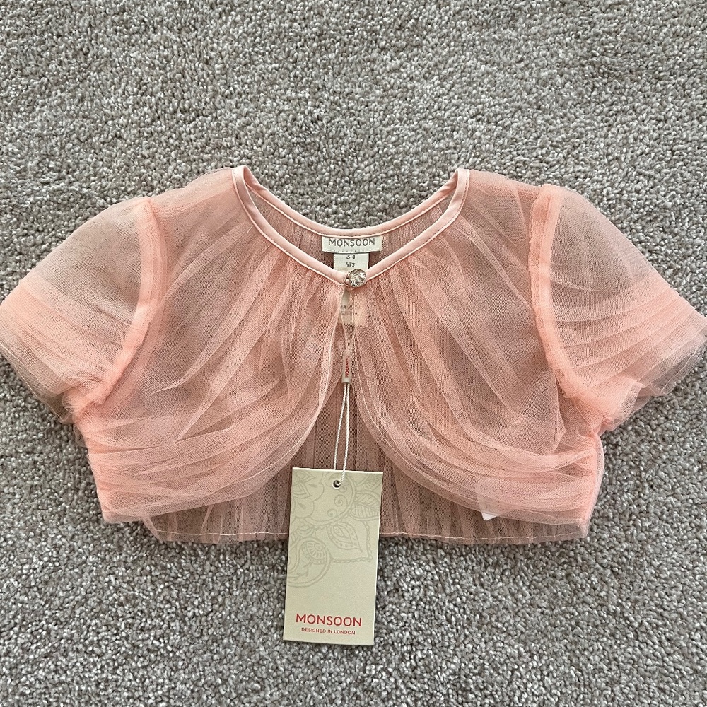 Monsoon London, pink lace shrug , NWT